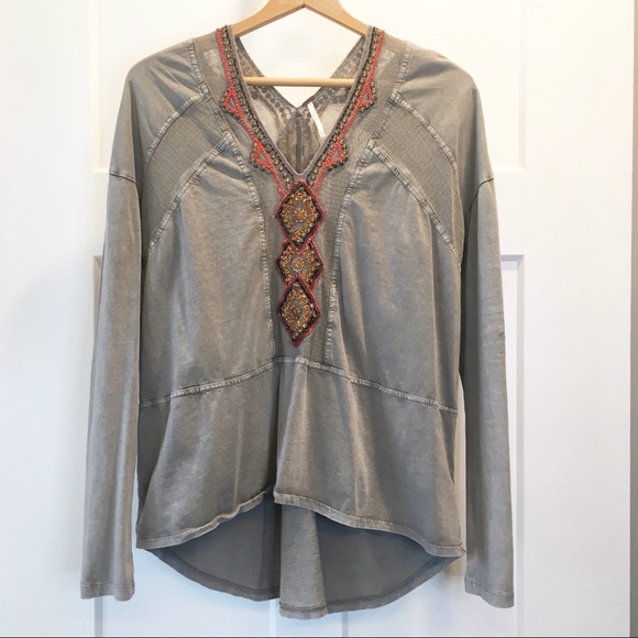 Free People | Beaded Oversized Hi-Low Top - Picture 2 of 8